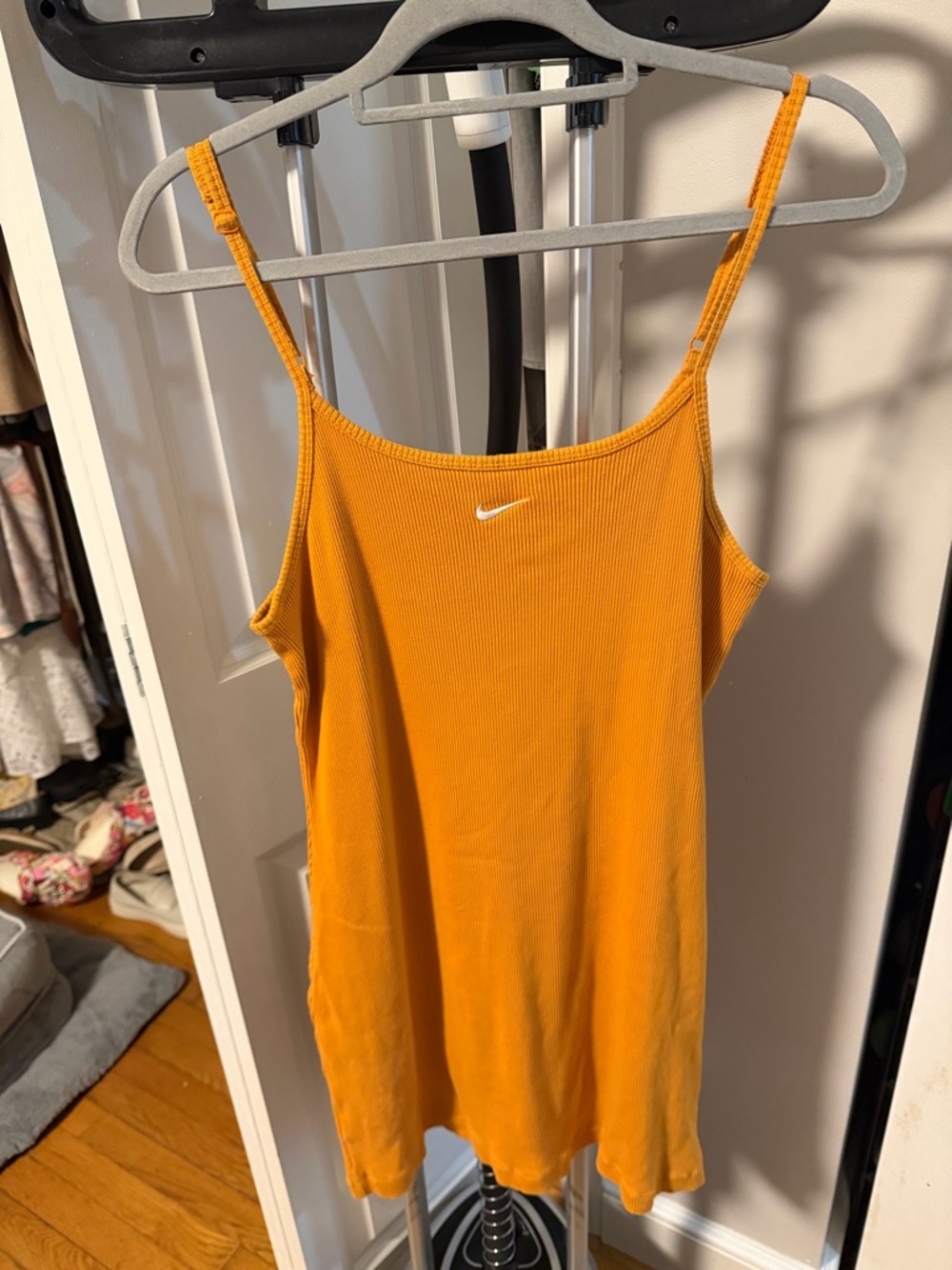 Nike Women's Orange Ribbed Camisole Dress with Swoosh